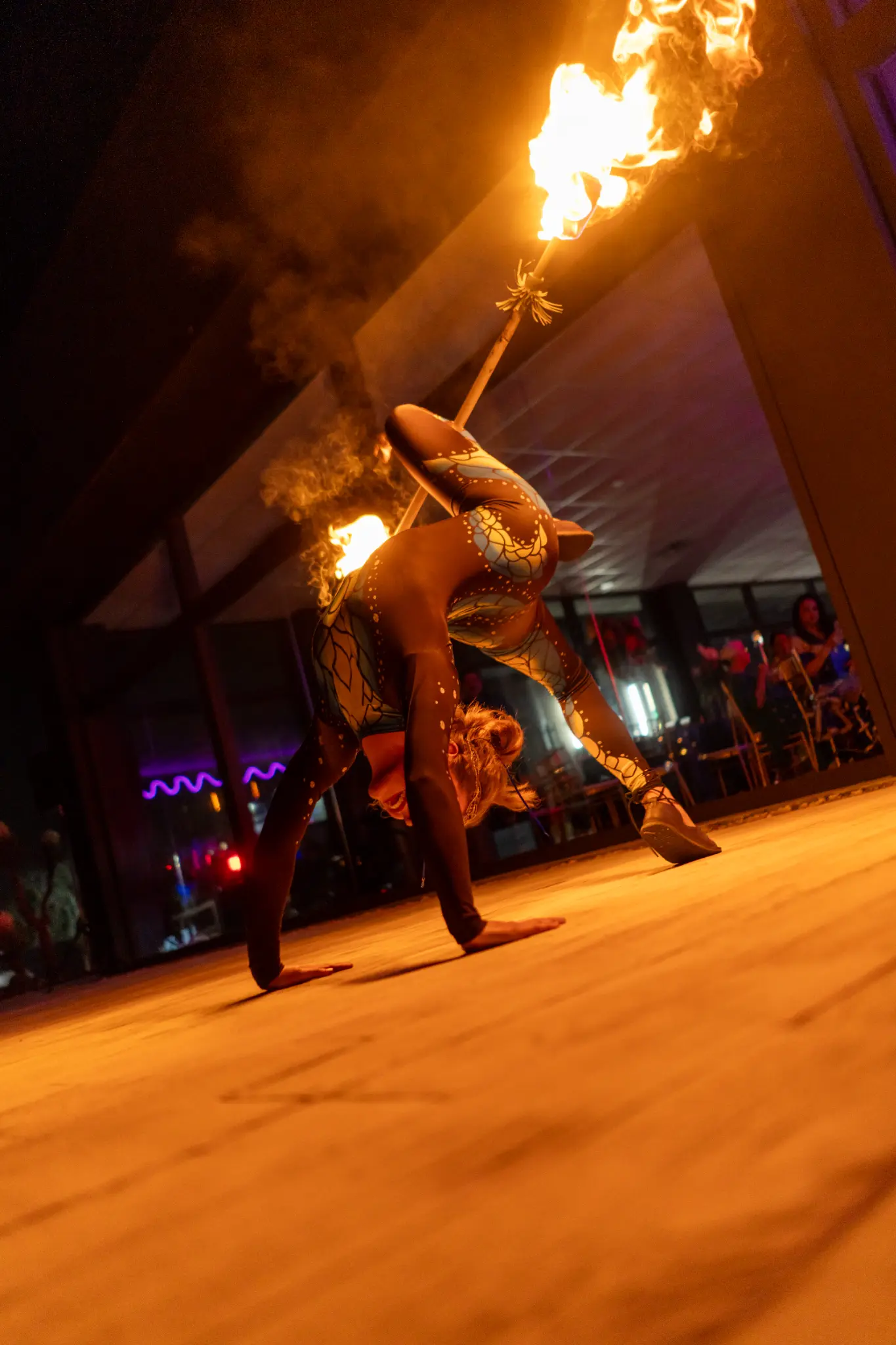 Fire performer at AG Outdoor Venue gala event